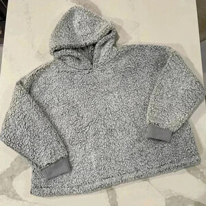 Simply Vera Vera Wang Plush Gray Sherpa Pullover Hoodie Sweatshirt Womens XXL